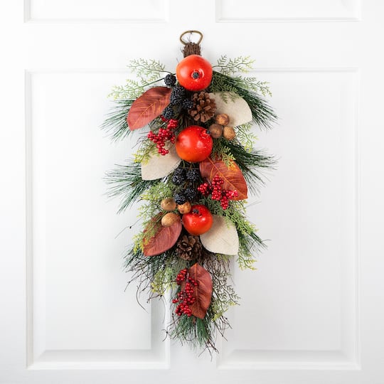 2.5Ft Autumn Harvest Mixed Berry & Pine Needle Teardrop Swag By Northlight | 2.5 ft | Michaels®